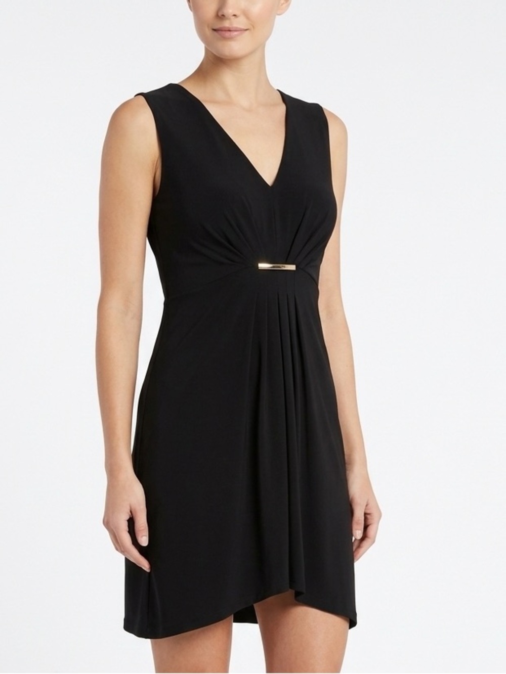 Boston Proper Hardware V-Neck Pleated Sheath Dress 4